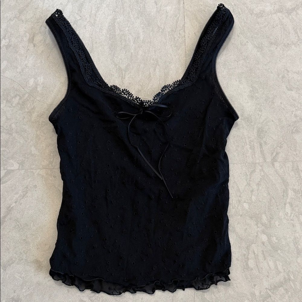 Vintage Arianna Black Lace Trimmed Women's Y2K Top